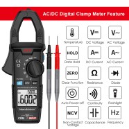 AC DC Digital Clamp Meter T RMS 6000 Counts Multimeter Voltage Tester 