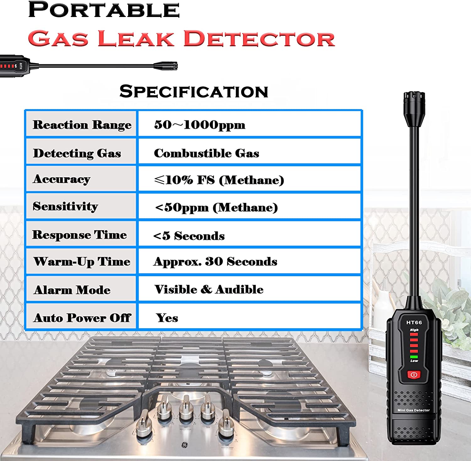 Gas Leak Detector Portable Handheld Natural Gas Sniffer with 8inch