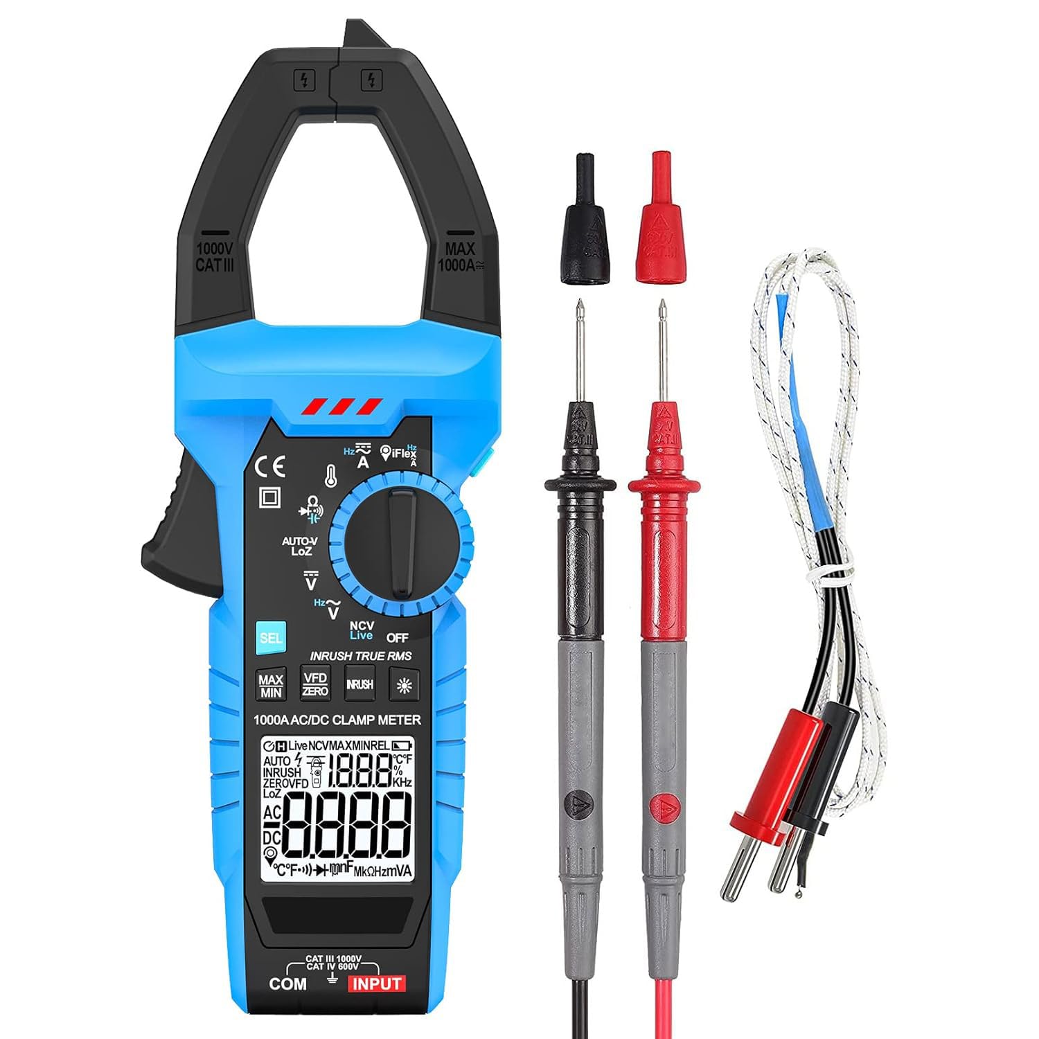 Inrush Current Meter 1000A Digital Clamp Meter AC/DC Current Volt Amp Ohm Meter