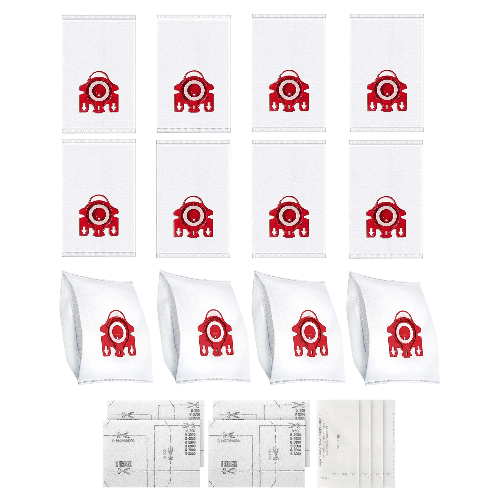 12 Packs 3D Airclean Bags Compatible for Miele 3D FJM Vacuum Cleaner Bags with 4 Set Filters